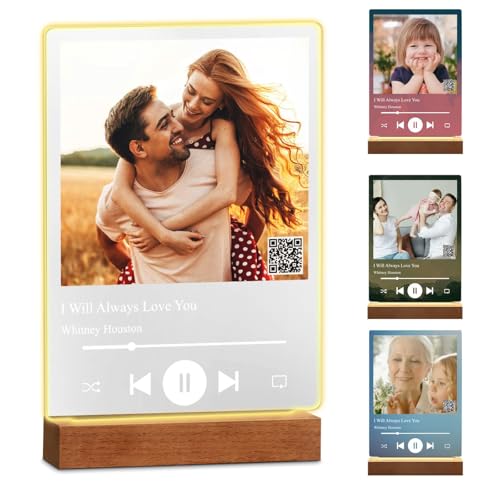 Maverton Spotify LED Acrylglas mit Foto - Personalisierte Geschenke mit Scannbar QR Code - Song Cover Glas Foto mit LED-Beleuchtung - im Spotify Musik Cover Design - Fotogeschenk - Größe: L/XL