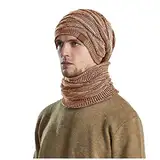 WKAYsIV Schwarze Haube Herren Frauen Winter- Strickhüte warm Schal Herren Vlieshaube Winddichte Hut Winter Coif Hüte Mütze Ohrenklappen Herren(Khaki,Einheitsgröße)