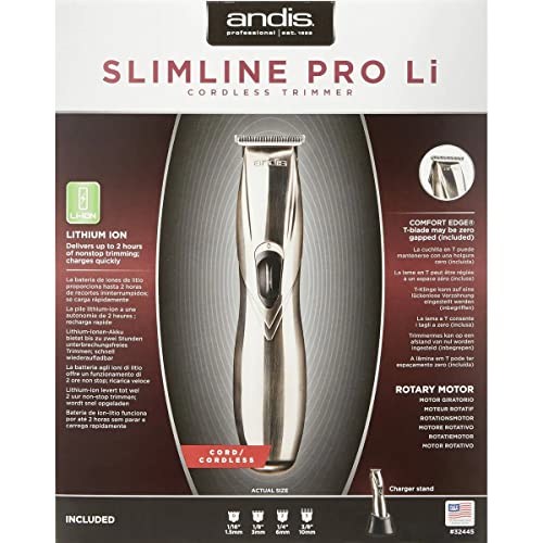 Andis – D-8, Slim-Line Pro Li Kabel/Akku-Trimmer mit wiederaufladbarer T-Klinge – für Männer/Frauen/Kinder mit Impact-Free-Technologie, Zero Cuts, Low Irritation und Li-Ion Lithium Battery– 300g, Gold