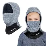 AYPOW Kinder Sturmhaube Winter, Multifunktional Winddicht Fleece Warm Skimaske Radfahren Gesichtsmaske unter dem Helm, Sturmmaske Mütze mit Halswärmer für Jungen Mädchen 6–13, Winter Outdoor Sport