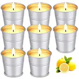 Citronella Kerze Outdoor, 140 Std. Brenndauer - 8 Stk Draußen Citronella Duftlichter Kerzen Sojawachs Set Zitronella Teelichter Candle Indoor im Freien Duftkerzen für Camping Picknick Terrasse Garten
