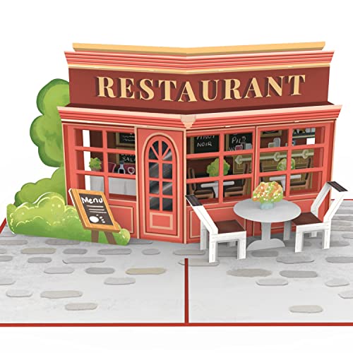 papercrush® Pop-Up Karte Restaurant - 3D Einladungskarte zum Essen gehen, Gutschein oder Geldgeschenk für Restaurantbesuch, Geburtstagskarte oder Glückwunschkarte zum Geburtstag für Frauen & Männer