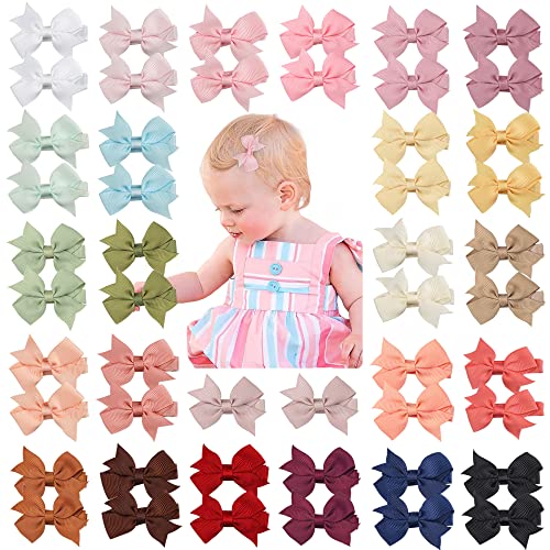 JOYOYO 50 Stück Baby Haarspangen Kleine Größe 2 Zoll Schleife Clips für Baby Mädchen Kleinkinder Volles Band bedeckt Handwerk Bögen, Baby Mädchen Haarspangen