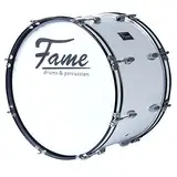 Fame Marching Bass Drum 22"x12", Leicht, Weiß, 7-Lagen Lindenholz, Kraftvoller Klang, Inklusive Tragegurt, Beater, Stimmschlüssel, Ideal für Einsteiger, Junge Spieler"