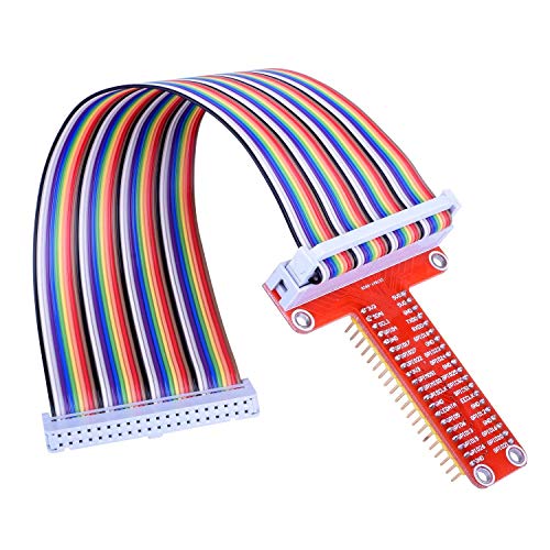 ARCELI RPi GPIO Breakout-Erweiterungskarte + Flachbandkabel + T-Typ GPIO-Adapter 20 cm FC40 40-Pin-Flachbandkabel für Raspberry Pi 3 2 Modell B & B + SC05