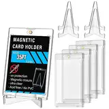 FOCCTS 5 Stück Sammelkarten Hüllen mit Magnet inklusive Ständer, 35pt magnetkartenhalter, UV-Schutz Magnetische Toploader, Transparent Karten Sleeves für Magic, MTG, Sport, Baseball, Fußball