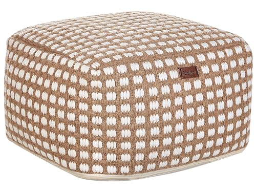 Pouf Baumwolle beige / weiß 50 x 50 x 35 cm quadratisch Boho Stil Chilar