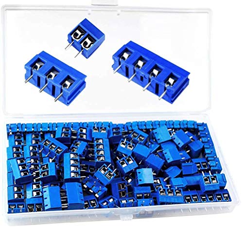 beihuazi® PCB Schraubklemmen Screw Terminal Block Lötbare Schraubklemme 300V,16A für Arduino（100 Stück，5mm，Blau，2 Pin-85, 3 Pin-10, 4 Pin-5）