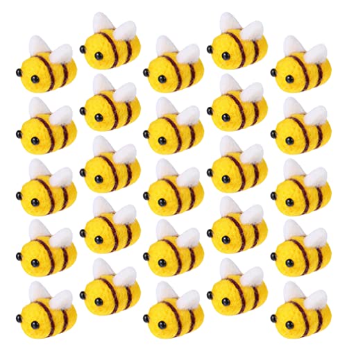 Kisangel Filzbienen für Handwerk Wolle Filz Plüschbällchen Biene DIY Craft Schmuck Accessoire 25 Pcs