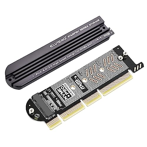 ELUTENG M.2 PCIe X4 NVMe Adapter, Aluminium-Kühlkörper-Lösung, NVMe PCI-Express SSD Erweiterungskarte unterstützt PCIE 3.0 4.0 und X4 X8 Steckplätze für M Key/B&M Key 2230 2242 2260 2280 SSD