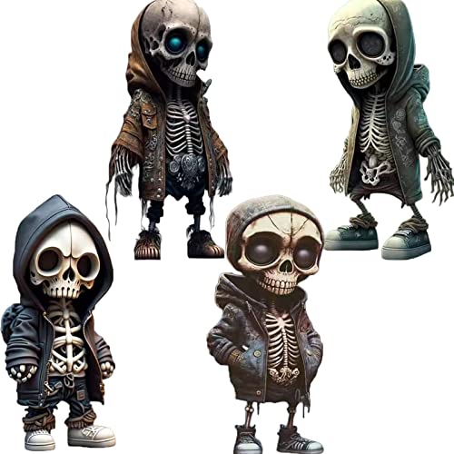 MIELE KOHLER Coole Skelett Figuren Deko Gothic Skulpturen Halloween Totenkopf Dekoration für Zuhause (4pcs)