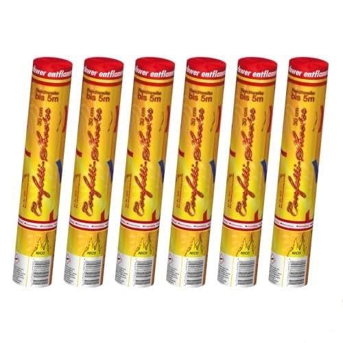 Nico Feuerwerk® [6er Sparpack] Premium-Konfetti-Shooter Set BUNT metallic I Party-Popper-kanonen 30 cm für Geburtstag Verlobung Hochzeit Party Silvester Feier