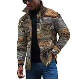 KONG JIMFAN Jacke Herren Feuerwehr Fleecejacke Button Down Hemd Herren Jacke Zip Hoodie Muskelshirts Herren Winter Jacket Men Lederjacke Vintage Pullover Mit Hemd Holzfällerjacke(Light Gray,L)