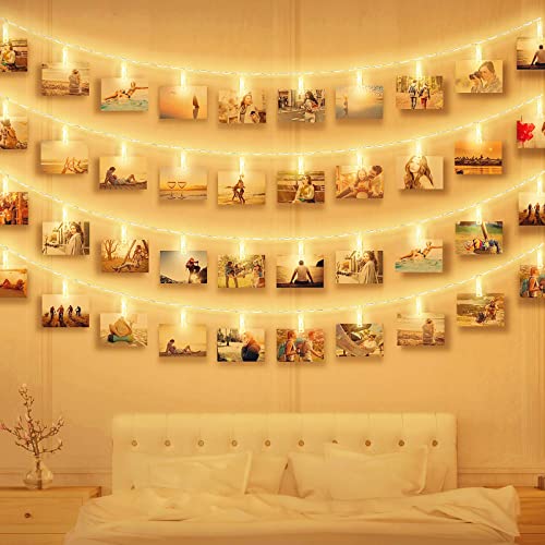 massway LED Fotoclips Lichterkette, Foto Clip Lichterketten 6M 40 LED Warmweiß Bilder Clips Lichterkette Bilderrahmen Dekor für Zimmer, Wohnzimmer, Weihnachten, Hochzeit, Party - Batteriebetrieben