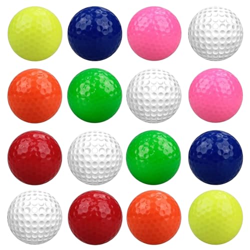 AHEJIOO 16 Stück Golfbälle, Golfball, Schaumstoffball, Minigolfbälle, Golfbälle Kaufen, Vice Golfbälle, Putting Matte, Schaumstoff Ball, Golfbälle Bunt, Golf Training