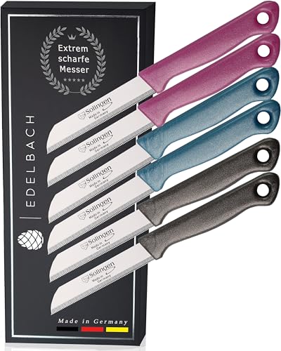 Edelbach Solingen | 6x Küchenmesser Set | German, sehr scharfe Messer, Messer Set, Obstmesser, Gemüsemesser, Schälmesser, Solingen Messer