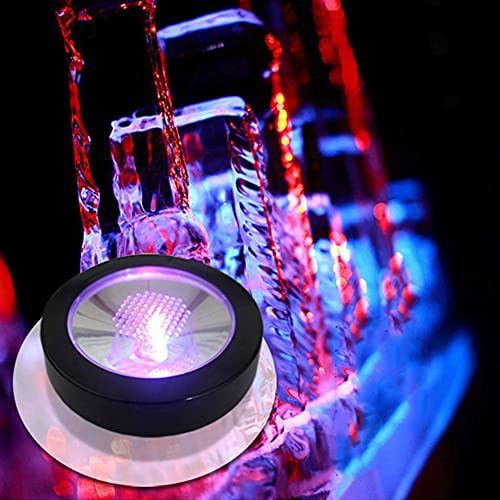 Ozgkee Cup Weinflaschen-Untersetzer mit Wechselndem LED-Licht (keine Batterie Im Lieferumfang enthalten). (Bunte Lichter der schwarzen Schale)