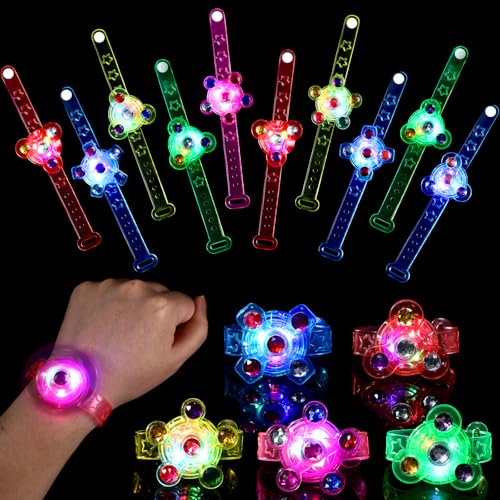 SCIONE 12 St.LED Leuchtarmbänder für Kinder Klassenzimmer Preise Ostern Party Geschenke für Kinder Geburtstag LED Leuchtspielzeug Partyartikel Fidget Armbänder