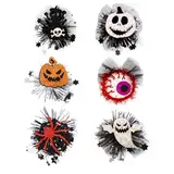 HSAJS 6PCS Halloween Haarspange Niedlich Kopfschmuck Totenkopf-Form Kürbis Muster Kinder Haarspangen Krokodilklemme Cosplay Kostüm Zubehör Party Dress Up für Teenager Mädchen