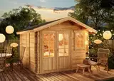 Alpholz Gartenhaus Palermo Gartenhaus aus Holz, Holzhaus mit 28 mm Wandstärke, Blockbohlenhaus, Natur