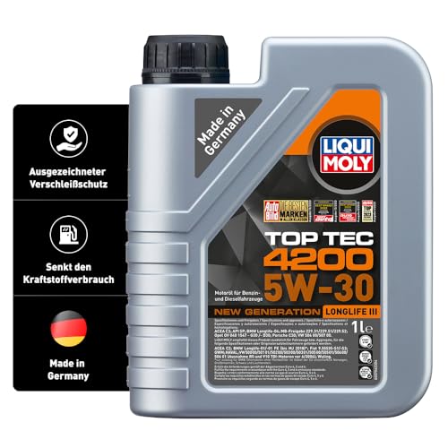 LIQUI MOLY Top Tec 4200 5W-30 New Generation | 1 L | Synthesetechnologie Motoröl | Art.-Nr.: 3706, farblos