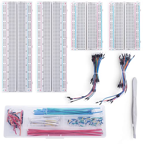 Breadboard jumper Wire Kabel steckplatine Arduino Set 2 Pcs 830 + 2 Pcs 400 Steckplatine +130 Pcs Jumper Kabel Flexible +280 Pcs St¨¹ck Jumper Wires Set (2-125mm)+1Pcs Pinzette