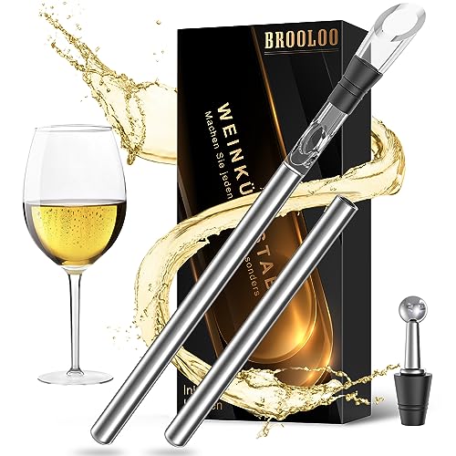 Weinkühlstab Geschenke für Frauen Männer Weihnachten: Weinkühler Stab Edelstahl Flaschenkühler Wein Zubehör Geschenke für Weinliebhaber, Coole Geschenkset Ideen Kühlstab für Weinflaschen mit Ausgießer