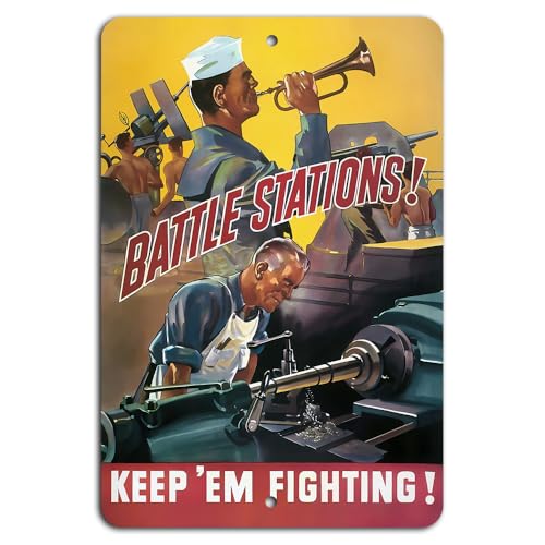 Kampfstation! Lasst sie kämpfen - motivierend blechschilder retro mit sprüchen vintage home deko 12x8 inch/30x20cm