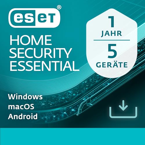 ESET HOME Security Essential 2025 | 5 Geräte | 1 Jahr | inklusive Sicheres Banking & Surfen, Sicheres Heimnetzwerk, Webcam-Schutz | Windows, macOS und Android | Aktivierungscode per E-Mail