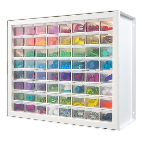 IRIS DPC-64 Schublade Näh-und Bastelteil-Aufbewahrungsschrank, Kunststoff, Weiss/opulenter Garten, 64 Drawer