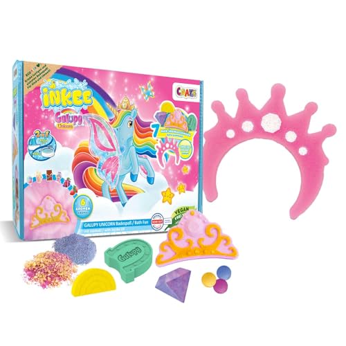 INKEE - Geschenkbox Galupy Unicorn | Einhorn Badeset Kinder, 7 Badezusätze für Kinder, Einhorn Badebomben & Badesalz Kinder, Badespaß für Kinder