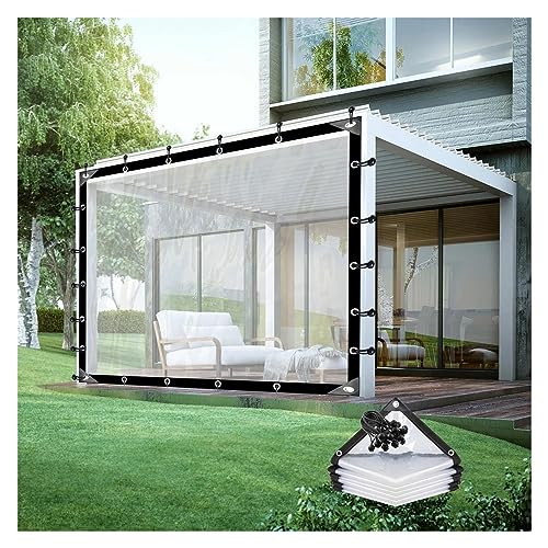 Transparente, wasserdichte Pergola-Seitenteile, anpassbare Kunststoffplane für den Außenbereich, Pavillon, Veranda, 2,5 x 2 m, Ösen für einfache Installation