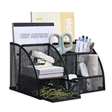 MumdoYAL Schreibtisch Organizer, Mesh Metall Büro Organizer mit Schublade und Stifthalter für Stifte, Haftnotizen, Hefter, Ordnerklammern, Platzsparendes Desk Organizer