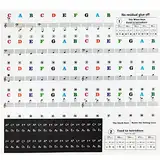 Klavier Keyboard Note Aufkleber，Klaviertasten Aufkleber für 37/49/54/61/88 Tasten Piano Keyboard Notes Stickers Transparent und Abnehmbar für Kinder und Anfänger