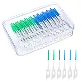 200 Stück Interdentalbürsten, Silikon Zahnzwischenraumbürsten Dentalbürsten mit Box, Tragbarer Dual-Use Zahnseide Stick für Zahnreinigung Zwischenräume(Blau, Grün)