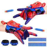Braxel Spid-er Spielzeug ab 3-8 Jahre Junge, 2 Set Spid-er Netzwerfer Handschuhe Kinder Geschenk Junge 3 4 5 6 7 Jahre Kinderspielzeug ab 3-10 Jahre Ostergeschenke Kinder Outdoor Spielzeug