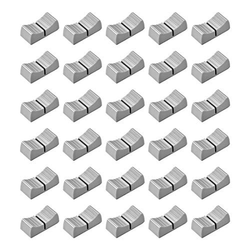 sourcing map 30 Stk. Mischpult Schieberegler Knöpfe Ersatz für Potentiometer Grau Knob Schwarz Mark 24mmx11mmx10mm