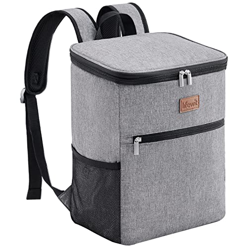 Lifewit 24L Kühl Rucksack Kühlrucksack Kühltasche Picknicktasche Groß Isoliert Cooler Bag Männer Frauen für Strand/Picknick/Camping/BBQ/Wandern, Grau