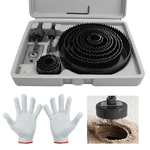 Wkmamo 21 Stück Lochsägen Set,Bohrkrone, Karbonstahl 19-127 mm,Lochs?genschneider-Set, Downlights, Bohrer-Bits für Holz, Gipskarton, Kunststoff