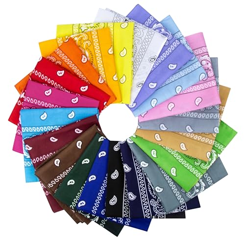 Kotashion Bandana Kopftuch Unisex,Baumwolle Halstuch für Damen Herren,Bandana kopftuch mit Mischfarben 20 Pack Armtuch,Haar,Pet Hals Vierecktuch