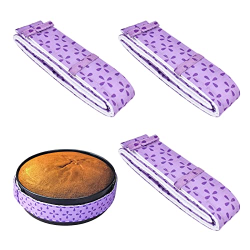 DIYJEP Kuchenstreifen, 3 Stück Backstreifen, Verstellbare Bake Even Strip Kuchenformstreifen zum Backen, Baumwoll Kuchenform Kuchen Streifen, Backgürtel Werkzeug für Kuchenherstellung (Lila)