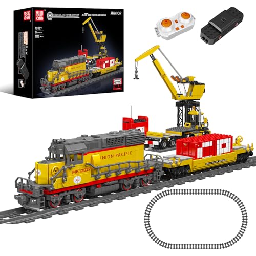 Mould King 12027 Technik Zug Eisenbahn Bausteine Modell, 1170 Teile Diesellokomotive Ferngesteuertes Zug Modellbausatz Bausteinset als Spielzeug/Geschenk/Sammlerstücke