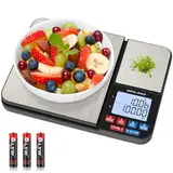 Diyife Küchenwaage mit 2 Plattformen 10kg/1g & 500g/0.01g, Doppelfunktion Digitale Küchen Feinwaage mit 7 Einheiten, Tara, PCS, Auto-Off, für Küche, Schmuck, Backen, Kochen, Inklusive Batterien