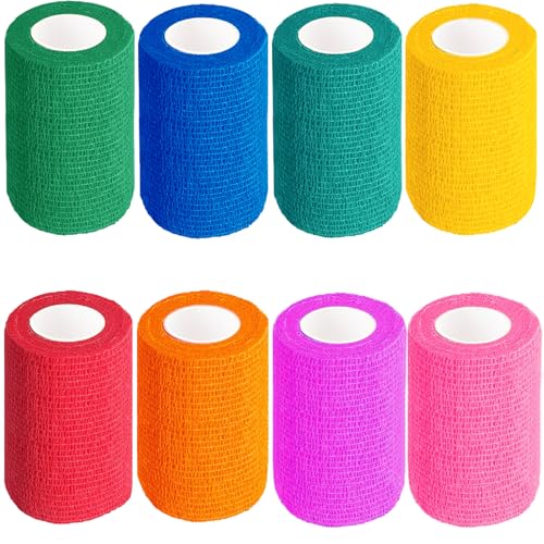 ADMITRY Selbstklebender Verband, 8 Farben x 7,5cm x 4,5m Pflaster Rolle Verbandsmaterial, Elastische Binde Bandage Fixierbinde Haftbandage Selbstklebend