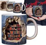 3D-Bücherregal-Tasse, Kreative 3D-Tasse, Bücherbecher mit 3D-Effekt, Keramik Kaffeetasse Book Lovers Geschenke, Langlebige Milchbecher Teetassen Home Deko Weihnachtsgeschenke