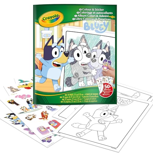 CRAYOLA - Ausmalbuch mit Stickern, 32 Seiten und 4 Stickerbögen zum Thema Bluey, 04-2664G