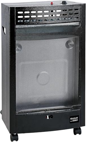Einhell Blue Flame Gasheizofen BFO 4200/1 (4.200W, 300 g/h Gasverbrauch, Stahlblechgehäuse, Piezozünder, Lenkrollen, inkl. Gasschlauch) Schwarz