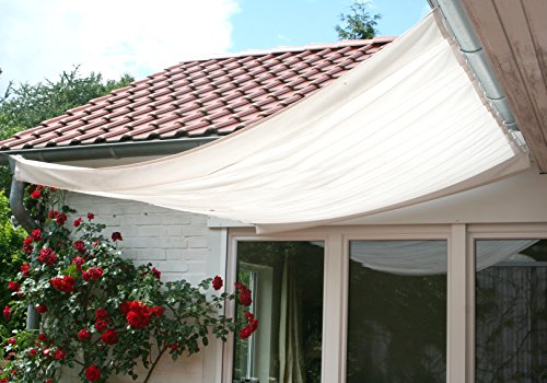 Floracord Universal Sonnensegel und Bausatz 330 x 140 cm inklusive 26 Laufhaken montagefertig, elfenbein, Beige