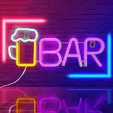 GOMETY Neon Schild, LED Bar Neon Sign, USB oder 3-AA Batterie Batterieantrieb Blue Leuchtreklamen für Bar Deko Leuchtschild Wanddekoration Neon Light