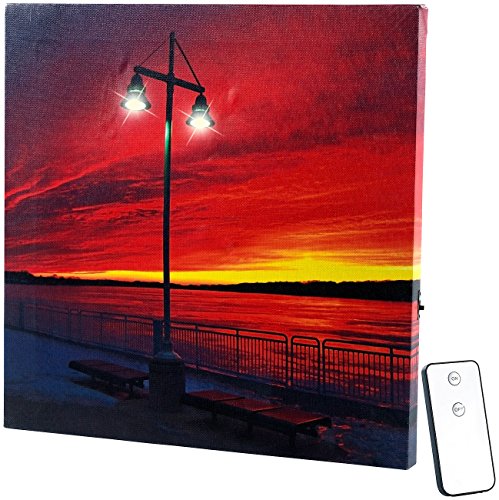 infactory Fotoleinwand beleuchtet: LED-Leinwandbild mit Beleuchtung, Uferpromenade inkl. Fernbedienung (Leinwand mit LED Beleuchtung, Leinwand beleuchtet, Bild mit Hintergrundbeleuchtung)
